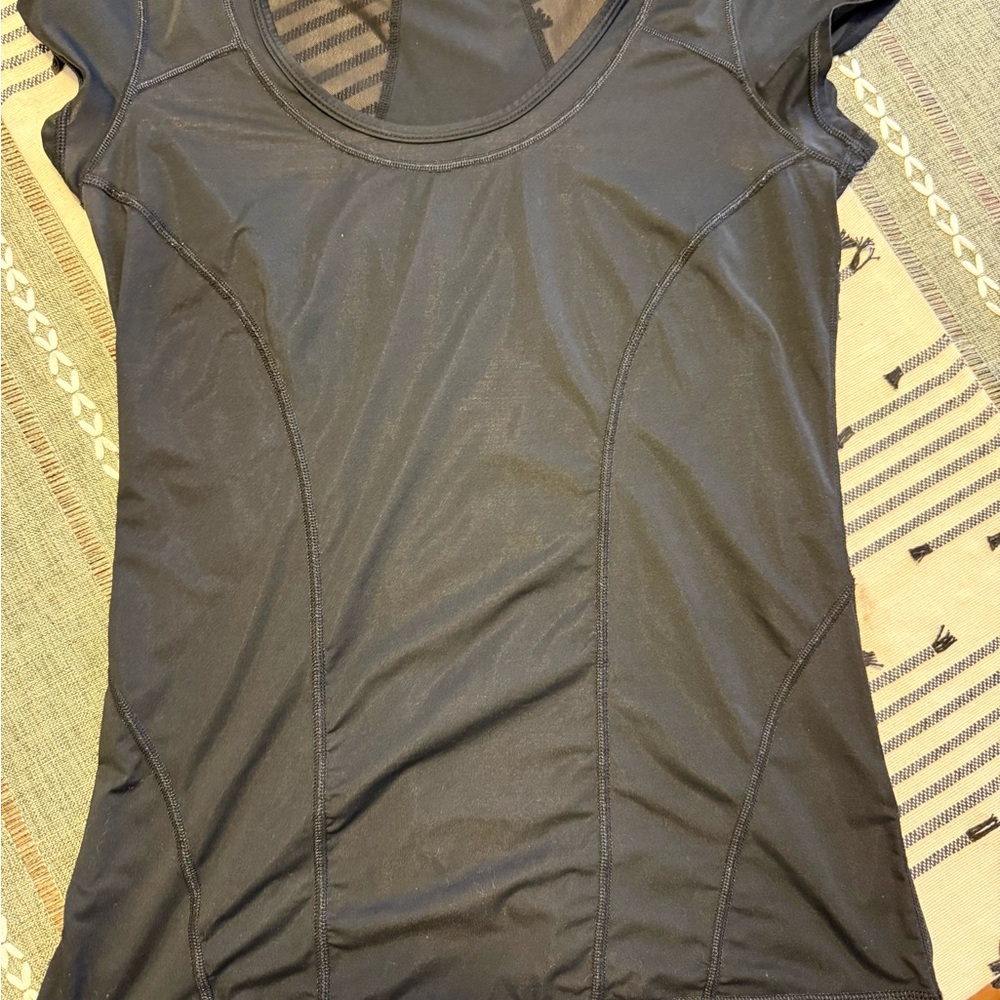 Zella Black Short Sleeve Mesh Tee